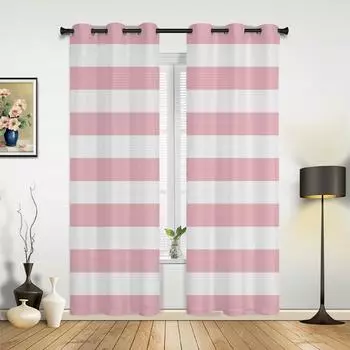 Полосы розовые белые шторы для спальни гостиной шторы для кухни детской комнаты занавески для окна современный домашний декор 135W x 60H(cm) x1