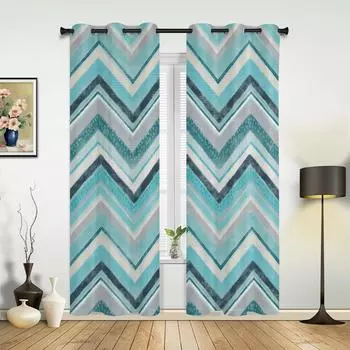 Полосы в скандинавском стиле бирюзовые шторы для спальни гостиной шторы для кухни детской комнаты занавески на окна современный домашний декор 135W x 60H(cm) x1