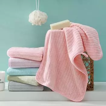 Полотенца для лица из кораллового флиса, полосатые мягкие мочалки для взрослых, впитывающие полотенца для рук, салфетка для умывальника, полотенца для ванной комнаты, 14*29 дюймов 35x75cm серый