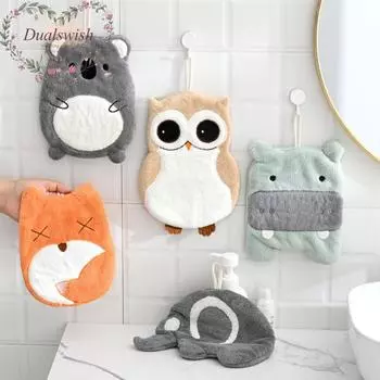 Полотенца для протирания, милые детские подвесные впитывающие полотенца с рисунком из мультфильма, для кухни, ванной комнаты, коралловые плюшевые полотенца для протирания чёрный