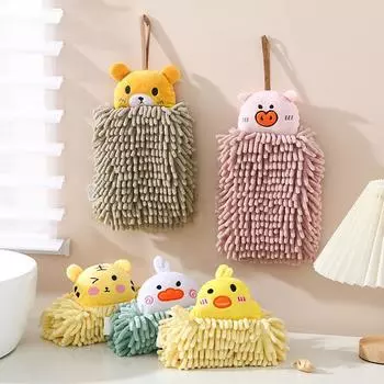 Полотенца для рук для кухни и ванной комнаты, подвесные синельные впитывающие и быстросохнущие милые полотенца с героями мультфильмов, бытовые чистящие полотенца 26*17