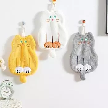 Полотенца для рук с героями мультфильмов для кухни, ванной комнаты, утолщенные впитывающие коралловые бархатные полотенца можно повесить с полотенцами для рук серый