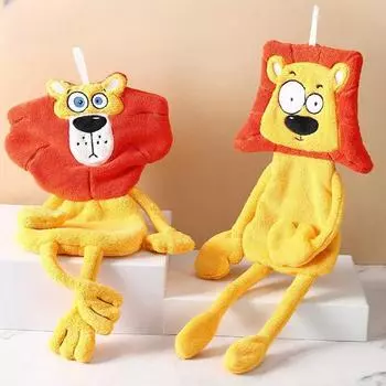 Полотенца для рук с милым львом, коралловые, бархатные, мягкие на ощупь, тонкие, удобные, приятные для кожи, кухонное полотенце для ванной, супер впитывающее 52*22CM жёлтый