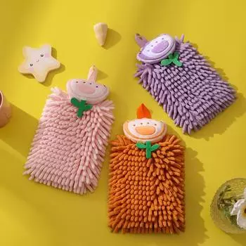 Полотенца для рук с рисунком в виде цветов тюльпанов из шенилла с петлями для подвешивания, быстросохнущие полотенца для рук в виде шариков, мягкие, впитывающие, экологически чистые полотенца с рисунком в виде цветов тюльпанов оранжевый