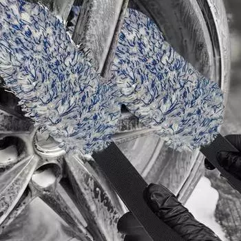 Полотенца для сушки мытья автомобиля Мягкое полотенце для сушки автомобиля Ультра-впитывающее полотенце для мытья колес Щетка для чистки ободов Портативная двухсторонняя щетка для углов колес красный