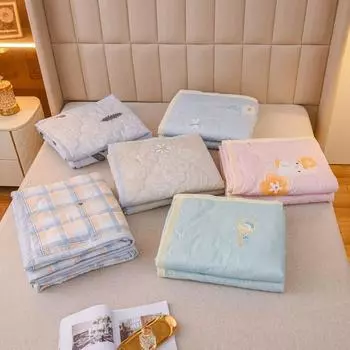 Полотенца, летние одеяла, кондиционер, хлопковые одеяла, промываемые водой, общежития для одиночных студентов, машинная стирка, летние одеяла для сна без одежды 150x200cm