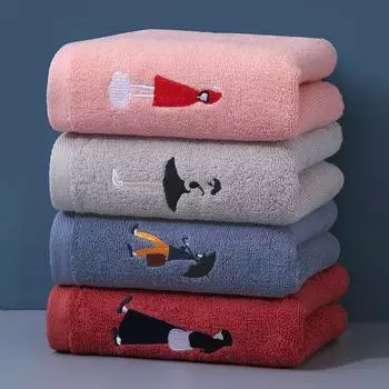 Полотенца модные парные хлопковые полотенца для взрослых и студентов, бытовые хлопковые полотенца для лица мужские и женские с вышивкой 35*75cm±3