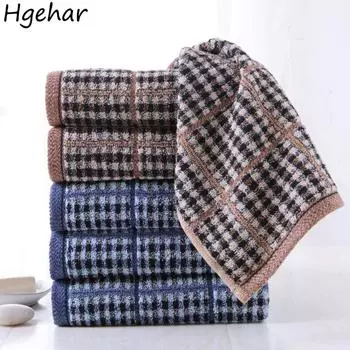 Полотенца мужские клетчатые эстетичные полотенца для лица хлопковые впитывающие дышащие парные простые мочалки модные элегантные французские 78x34 см 34x78cm