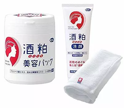Полотенце Azuma Shoji Imabari для того же набора Sake lees beauty pack 200 г и пенка для умывания лица Sake lees [включает цену] 120 г/Tabibijin