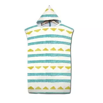 Полотенце Банное Полосатое Накидка Халат Одежда для Переодевания Быстросохнущий Банный Халат с Капюшоном Плавательный YellowGreen,75*65CM