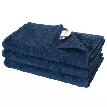 Полотенце Bloom Imabari сертифицированное FUu тонкое полотенце для лица, набор из 3 шт., для отелей, сделано из хлопка, мягкое, пушистое, плотное, впитывающее, характеристики, Япония, 100% (военно-морской флот)