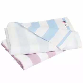 Полотенце Bloom Imabari Сертифицированное марлевое полотенце Банные полотенца Набор из 2 шт. Groovy Border Быстросохнущие, для сушки в помещении Сделано в Японии Хлопок 100% (Синий / Розовый)