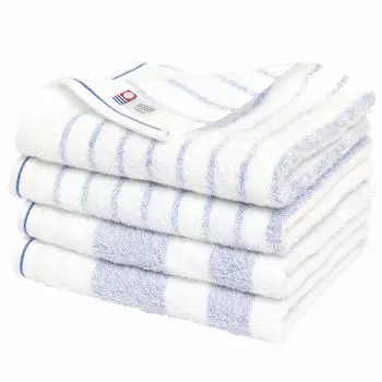 Полотенце Bloom Imabari, сертифицированное натуральное полотенце для лица, набор из 4 шт. Сделано в Японии (Синяя рамка)