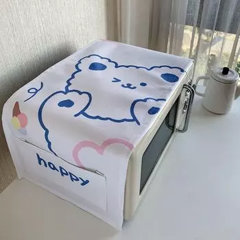 Полотенце-чехол для духовки Водонепроницаемый Маслостойкий Пылезащитный Чехол для холодильника Хлопково-льняная ткань Ручная работа Ткань-чехол Полотенце Чехол для тостера-духовки Чехол-ткань Большой Happy 35*100cm microwave/oven