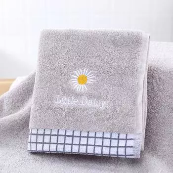 Полотенце Daisy из чистого хлопка для взрослых, очищающее средство для лица для домашнего и ежедневного использования, мягкое и впитывающее 74*34cm серый