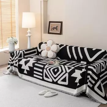 Полотенце для дивана Boho Jacquard Chenille с кисточками, двухстороннее, для гостиной, кемпинга, пикника, большого одеяла, отдыха, пляжа 180X90cm