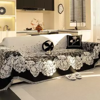 Полотенце для дивана EIFLOY-Flower Chenille, 3-местный, устойчивый к царапинам, чехол для дивана в гостиную, универсальный защитный чехол для мебели 180x150cm чёрный