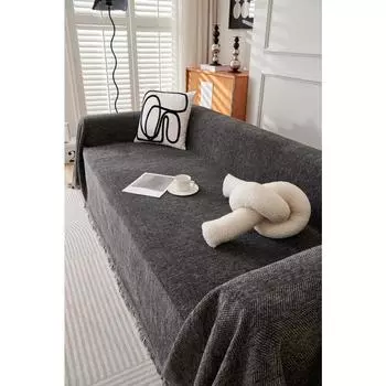 Полотенце для дивана Herribone Jacquard из шенилла с кисточками Чехол для дивана Покрывало Чехол для дивана Универсальный для гостиной Все сезоны 180X130cm темно-серого