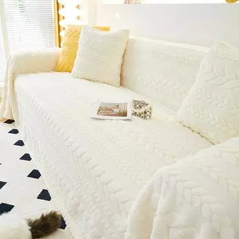 Полотенце для дивана Ins Style Кремовый стиль Зимний удобный хлопковый бархатный утолщенный чехол для дивана Полный тканевый противоскользящий чехол для дивана 180*130cm