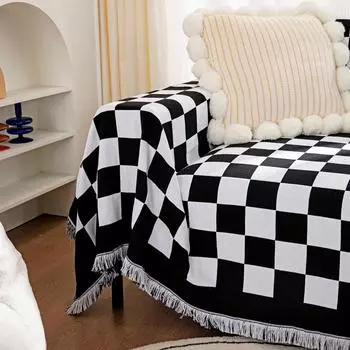 Полотенце для дивана из хлопчатобумажной нити в шахматном порядке на все времена года, декоративное полотенце для дивана, одеяло для дивана 180*130cm