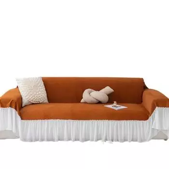 Полотенце для дивана из хлопкового бархата с кружевной юбкой, чехол для дивана, полностью покрывающий диван, чехол от пыли, цельный чехол для дивана, нескользящий стиль 180*130cm