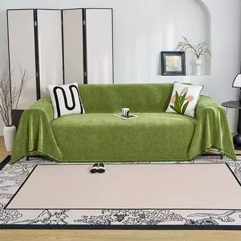 Полотенце для дивана из шенилла для гостиной, украшение дома во французском стиле, чехол для дивана, чехол для дивана с кисточками по краю, вафельная подушка 130x180cm