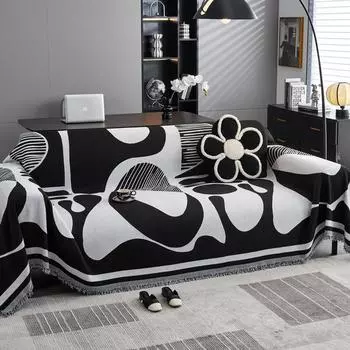 Полотенце для дивана из шенилла для гостиной, геометрическое украшение для дома, покрывало для дивана, чехол для дивана с кисточками и каймой, полотенце для дивана с защитой от царапин от кошек 180x130