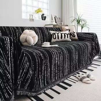 Полотенце для дивана из шенилла Four Seasons, универсальный черный чехол для дивана, цельная подушка для дивана, устойчивая к царапинам, нескользящая ткань для дивана 180*130cm