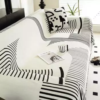 Полотенце для дивана из шенилла с неровными линиями для гостиной, декор для дома в скандинавском стиле с кисточками по краям, комплект для трехместного дивана 180x180