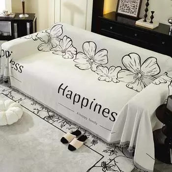 Полотенце для дивана из шенилла с реалистичными цветами для гостиной, декор для дома в скандинавском стиле с кисточками по краям, комплект для трехместного дивана 180x180cm