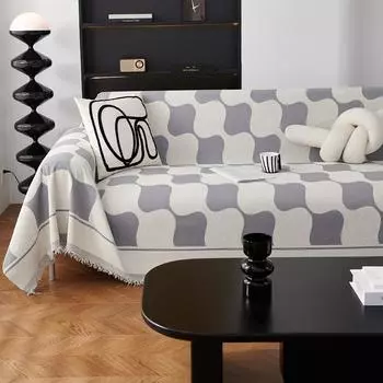 Полотенце для дивана из шенилла со стеклянным узором - мягкое и удобное, подходит для всех сезонов, узор в шахматную клетку, современный простой чехол, включающий все необходимое 180*130cm