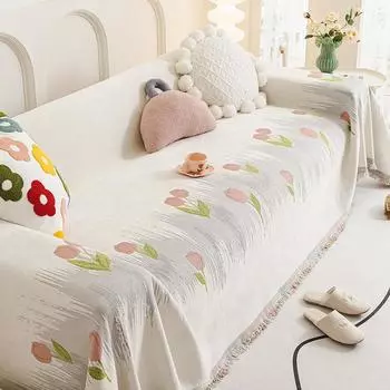 Полотенце для дивана из шенилла, универсальное одеяло для дивана на все времена года, симпатичный чехол для дивана в пасторальном стиле, чехол для дивана на всю длину 180*130cm