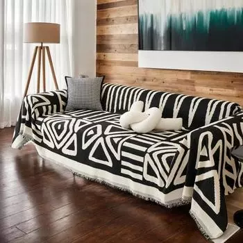 Полотенце для дивана из шенилла в стиле бохо с кисточками, двухстороннее, для гостиной, кемпинга, пикника, большого размера, для отдыха, пляжа, полотенца 180x90cm 1pcs оранжевый