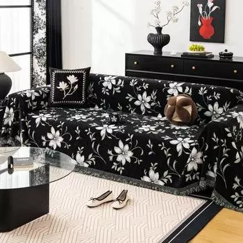 Полотенце для дивана из шениллового жаккарда, нескользящее полотенце для дивана в стиле ретро, устойчивое к царапинам от кошек, тканевое полотенце, американское одеяло для дивана 180x130