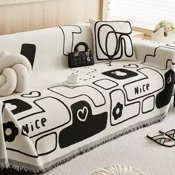 Полотенце для дивана из синели, чехол для дивана, универсальный чехол на четыре сезона, полное покрытие, одеяло, подушка, простой художественный чехол, ткань 180*130cm