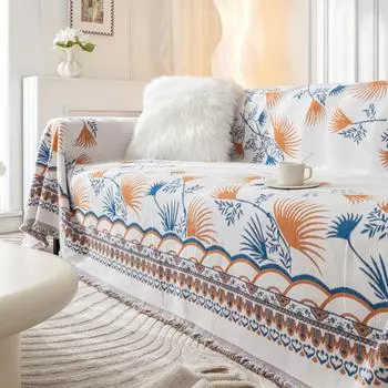 Полотенце для дивана из синели с кисточками в богемном стиле, скандинавский чехол для дивана, универсальная подушка для гостиной, противоскользящая пылезащитная крышка, впитывающая влагу 180x130cm1pcs