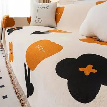 Полотенце для дивана из синели с защитой от кошек. Современный минималистичный универсальный нескользящий чехол для дивана. Универсальный пылезащитный чехол для подушки Four Seasons. 180*130cm