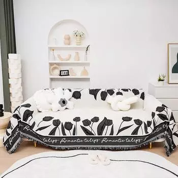 Полотенце для дивана из синели, ткань с полным покрытием, универсальный высококачественный тюльпан на четыре сезона, цельный универсальный чехол для дивана, устойчивый к царапинам 180*130cm