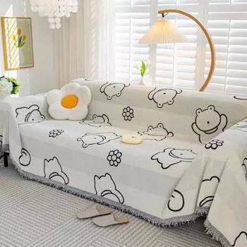 Полотенце для дивана из синели, универсальное универсальное покрывало для дивана Four Seasons, тканевый чехол для дивана с рисунком, милый кожаный чехол для дивана на троих, одеяло 180*130cm