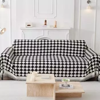 Полотенце для дивана из синели, универсальное для всех сезонов, полотенце для дивана, жаккардовое клетчатое полотенце для дивана, многофункциональное одеяло, цельная ткань 180x130cm1pcs
