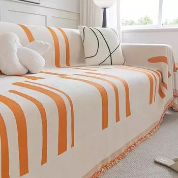 Полотенце для дивана из синели, универсальное полосатое полотенце на четыре сезона, простой современный утолщенный цельный чехол для дивана, одеяло 180*130cm