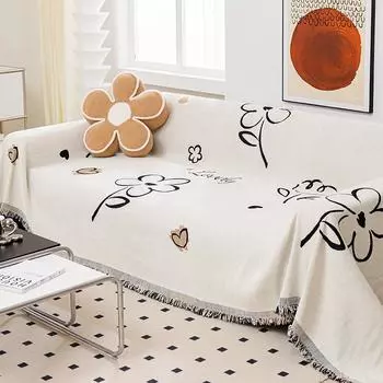 Полотенце для дивана из синели, универсальный чехол для дивана Four Seasons, пылезащитный чехол для гостиной, прямой ряд, цельный тканевый чехол 180*130cm