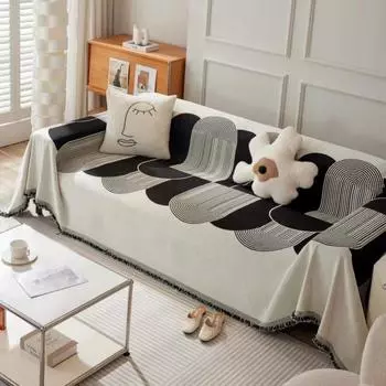 Полотенце для дивана из синели, универсальный тканевый чехол, универсальный чехол для четырех сезонов, универсальный плюшевый чехол для диванной подушки, нескользящее одеяло, против кошачьих царапин 180*90cm чёрный