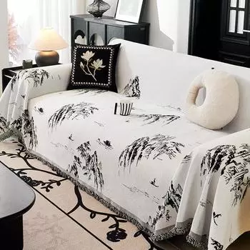 Полотенце для дивана из синели, универсальный чехол для дивана Four Seasons, пылезащитный чехол для гостиной, прямой ряд, цельный тканевый чехол 180*130cm