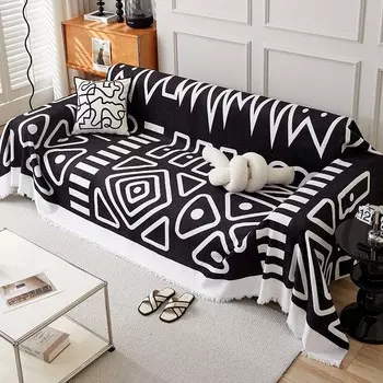 Полотенце для дивана из синели в стиле бохо с кисточками, двустороннее, для гостиной, кемпинга, пикника, большое одеяло, пляжное полотенце для отдыха, отдыха 90x180