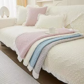 Полотенце для дивана из скандинавского хлопка с краем для домашних животных и детей, противоскользящее утолщенное покрытие для дивана, съемный чехол для дивана, одеяло для гостиной 70x70cm 1pc A