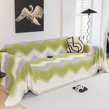 Полотенце для дивана, полное покрытие, ткань Ins синель, четыре сезона, универсальный чехол для дивана, чехол для дивана с защитой от царапин, чехол для дивана, полотенце 180*130cm зелёный