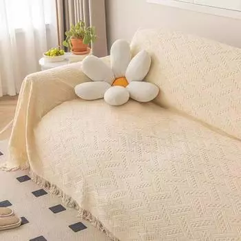 Полотенце для дивана, простой чехол для дивана, одеяло на четыре сезона, полностью покрытый чехол, ткань из скандинавского свежего хлопка, тканый чехол для дивана 90*90