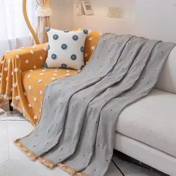 Полотенце для дивана с кисточками из шенилла, всесезонная противоскользящая подушка, одеяло, чехол для дивана, универсальный чехол с защитой от царапин у кошек 180*130cm