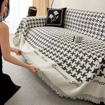 Полотенце для дивана с рисунком «гусиные лапки», универсальное эластичное покрывало для дивана Four Seasons, универсальное цельное полное покрытие, чехол для дивана с защитой от кошачьих царапин 180*130 хаки